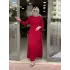 ETEĞİ PLİSELİ ELBİSE KIRMIZI