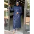 juki el işlemeli etnik desen elbiseli İNDİGO