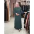 JUKİ ETEĞİ PLİSE DETAYLI ELBİSE ZÜMRÜT