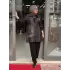 KREM KEOPAR DESENLİ PANTOLONLU ÜÇLÜ TAKIM SİYAH