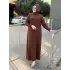 ŞARDONLU MODAL ELBİSE ÇİKOLATA