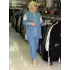 SELAM GİYİM FLAMERY TENCEL PANTOLONLU TAKIM MAVİ