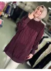 DALGALI DESEN CUPRA TUNİK Bordo