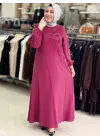 JUKİ TENCEL OMUZ İŞLEMELİ ELBİSE Bordo