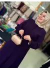 JUKİ ÖNÜ DÜĞMELİ ELBİSE MOR