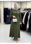 JUKİ ÖNÜ DÜĞMELİ ELBİSE YEŞİL
