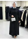JUKİ ÖNÜ DÜĞMELİ ELBİSE SİYAH