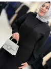 JUKİ ÖNÜ DÜĞMELİ ELBİSE SİYAH