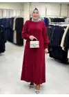 JUKİ ÖNÜ DÜĞMELİ ELBİSE KIRMIZI