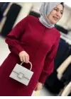 JUKİ ÖNÜ DÜĞMELİ ELBİSE KIRMIZI