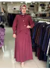 MEVA PLUS JAKAR TENCEL ELBİSE CEKET TAKIM Bordo
