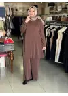 DULE TAŞLI PANTOLON TAKIM VİZON