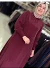 DEFRİNA BASİC CUPRO ELBİSE Bordo
