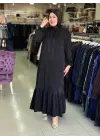 OFELİA PLİSE DETAYLI DÜĞMELİ ELBİSE SİYAH