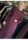 OFELİA DÜĞME DETAYLI İPEK KUPRA ELBİSE Bordo