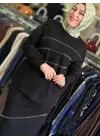 ZEMRAM TAŞLI ETEKLİ TAKIM SİYAH