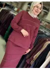 ZEMRAM TAŞLI ETEKLİ TAKIM Bordo