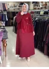 MEVAPLUS DANTEL YELEKLİ ELBİSE Bordo