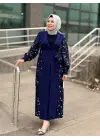 JUKİ KELEBEK DETAYLI ABAYA LACİVERT