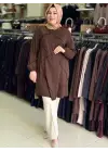 DEFRİNA OVERLOK DİKİŞ DETAYLI TUNİK KAHVERENGİ