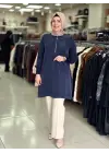 DEFRİNA ÇİZGİ DETAYLI FERMUARLI TUNİK LACİVERT