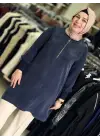 DEFRİNA ÇİZGİ DETAYLI FERMUARLI TUNİK LACİVERT