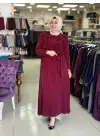 DEFRİNA FIRFIR KUPRO ELBİSE Bordo