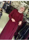 DEFRİNA FIRFIR KUPRO ELBİSE Bordo