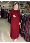 DEFRİNA BOYDAN DÜĞMELİ ELBİSE Bordo