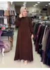 DEFRİNA DALGALI JKRL. CUPRO ELBİSE KAHVERENGİ
