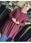 DULE İŞLEMELİ PİKE TUNİK Bordo