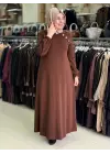 DULE İNCE OYSHO ELBİSE KAHVERENGİ