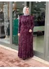 OFELİA KEMER DETAYLI ELBİSE MOR