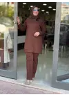 BAMBU MODEL TUNİK VE PANTOLON TAKIM KAHVERENGİ