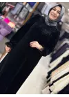 ÇERES BONCUKLU KADİFE ELBİSE SİYAH