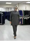 ÇİZGİLİ BAMBU MODAL TUNİK PANTOLON TAKIM SİYAH