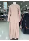 DEFRİNA CEPLERİ İNCİ İŞLEMELİ ETEKLİ TAKIM Bej