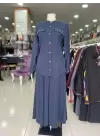 DEFRİNA CEPLERİ İNCİ İŞLEMELİ ETEKLİ TAKIM LACİVERT