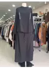 DEFRİNA DÜĞME DETAYLI ETEKLİ TAKIM SİYAH