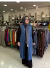 DEFRİNA MALANJLI UZUN YELEK MAVİ