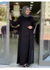 DEFRİNA SİM DETAYLI ELBİSE SİYAH