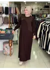 DEFRİNA SİMLİ DÜĞME DETAYLI ELBİSE KAHVERENGİ