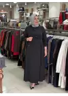 DEFRİNA TOKA DETAYLI DÜĞMELİ TENCEL ELBİSE SİYAH