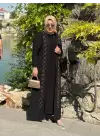 DERİN STORE GOLD TAŞ DETAY ABAYA SİYAH