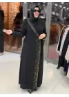 DERİN STORE TAŞ DETAY ABAYA SİYAH