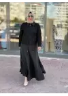 DERİNSTORE CEKETİ GÜPÜRLÜ ETEKLİ TAKIM SİYAH