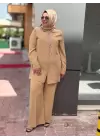 DERİNSTORE ÖNÜ TAŞLI TUNİK PANTOLONLU TAKIM Camel