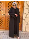 DERİNSTORE TAŞ DETAYLI ABAYA SİYAH