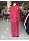DERİNSTORE TENCEL KUMAŞ PANTOLONLU TAKIM Bordo