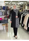 DULE DERİ GARNİLİ TUNİK SİYAH